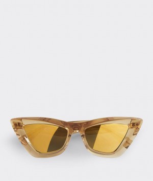 Bottega Veneta Angle Acetate Pointed Cat Eye Naisten Aurinkolasit Ruskea Kultaiset | SN-BTGV594749