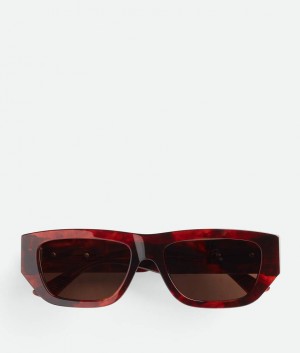 Bottega Veneta Bolt Recycled Acetate Rectangular Naisten Aurinkolasit Ruskea | SN-BTGV594761