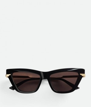 Bottega Veneta Classic Acetate Cat Eye Naisten Aurinkolasit Mustat Kultaiset Harmaat | SN-BTGV594784