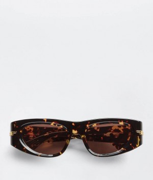 Bottega Veneta Classic Acetate Oval Miesten Aurinkolasit Ruskea | SN-BTGV595771