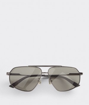 Bottega Veneta Classic Aviator Miesten Aurinkolasit Harmaat | SN-BTGV595821