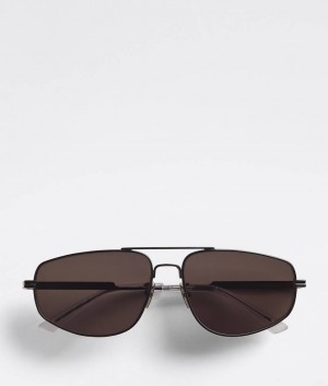 Bottega Veneta Classic Metal Aviator Naisten Aurinkolasit Mustat Harmaat | SN-BTGV594694