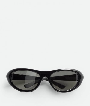 Bottega Veneta Curve Urheilulliset Cat Eye Injected Acetate Miesten Aurinkolasit Mustat Harmaat | SN-BTGV595803