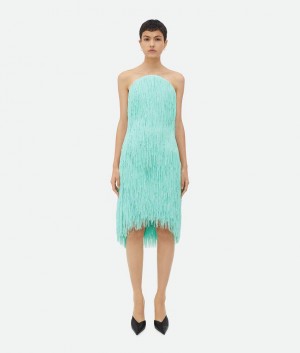 Bottega Veneta Fringed Midi Naisten Mekko Vihreä | SN-BTGV593912