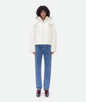 Bottega Veneta Frosted Poplin Puffer Naisten Takit Valkoinen | SN-BTGV594175