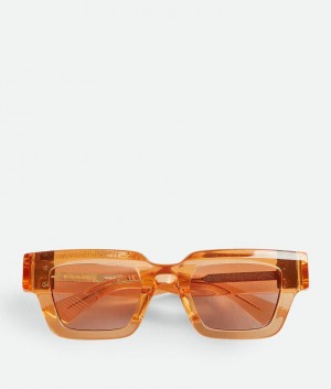 Bottega Veneta Hinge Acetate Square Miesten Aurinkolasit Oranssi Ruskea | SN-BTGV595795