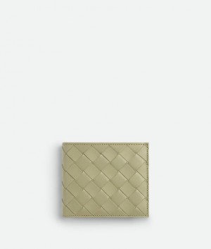 Bottega Veneta Intrecciato Bi-fold With Coin Miesten Pieni lompakko Khaki | SN-BTGV595464