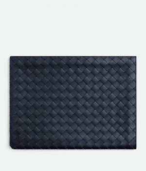 Bottega Veneta Intrecciato Half Zip Miesten Pouches Indigo | SN-BTGV595582