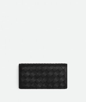 Bottega Veneta Intrecciato Large Flap Naisten Suuri lompakko Mustat | SN-BTGV594334