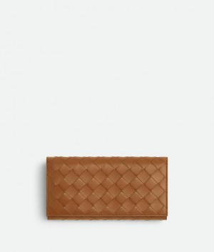 Bottega Veneta Intrecciato Large Flap Naisten Suuri lompakko Ruskea | SN-BTGV594336