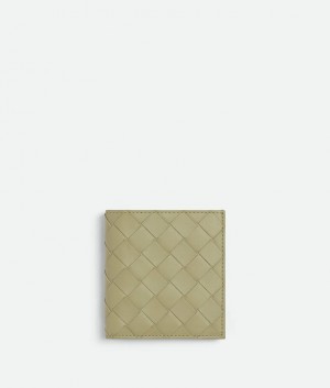 Bottega Veneta Intrecciato Slim Bi-fold Miesten Pieni lompakko Khaki | SN-BTGV595469