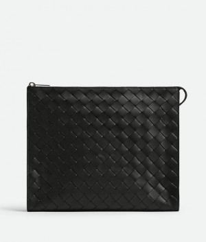 Bottega Veneta Intrecciato Standing Miesten Pouches Mustat | SN-BTGV595573