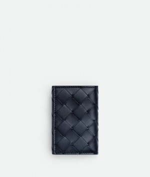 Bottega Veneta Intrecciato Tiny Tri-fold Miesten Pieni lompakko Indigo | SN-BTGV595435