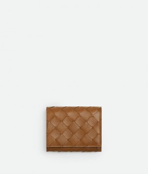 Bottega Veneta Intrecciato Tri-fold Zip Naisten Pieni lompakko Ruskea | SN-BTGV594293