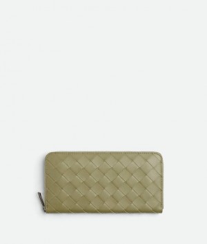 Bottega Veneta Intrecciato Zip Around Miesten Suuri lompakko Khaki | SN-BTGV595508