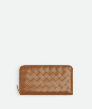 Bottega Veneta Intrecciato Zip Around Naisten Suuri lompakko Ruskea | SN-BTGV594340