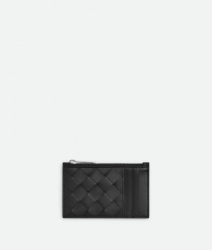 Bottega Veneta Intrecciato Zipped Miesten Korttikotelo Mustat | SN-BTGV595545