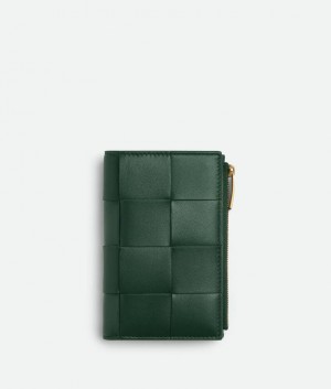 Bottega Veneta Medium Cassette Bi-fold Zip Naisten Suuri lompakko Syvä Vihreä | SN-BTGV594342