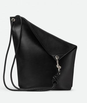 Bottega Veneta Medium Knot Bucket Miesten Crossbody Laukut Mustat | SN-BTGV594802