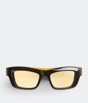 Bottega Veneta Mitre Acetate Square Miesten Aurinkolasit Ruskea Kultaiset | SN-BTGV595800