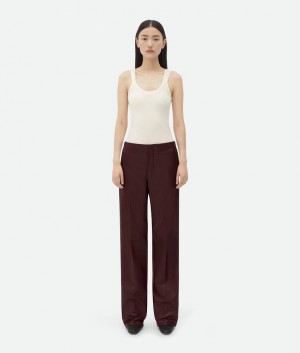 Bottega Veneta Pants Naisten Leather Viininpunainen | SN-BTGV594256