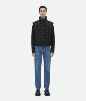 Bottega Veneta Pehmustettu Nylon Intreccio Gilet Miesten Takit Mustat | SN-BTGV595402