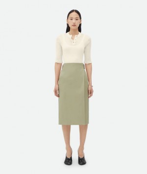 Bottega Veneta Puuvilla Twill Midi Naisten Golfhameet Khaki | SN-BTGV593983