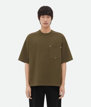 Bottega Veneta Relaxed Fit Heavy Jersey Miesten T-Shirts Syvä Khaki | SN-BTGV595213