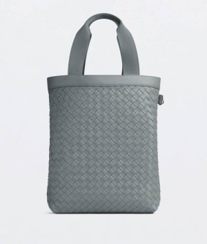 Bottega Veneta Small Intrecciato Zipped Tote Miesten Kangaskassit Harmaat | SN-BTGV594881