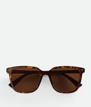 Bottega Veneta Soft Recycled Acetate Square Naisten Aurinkolasit Ruskea | SN-BTGV594776