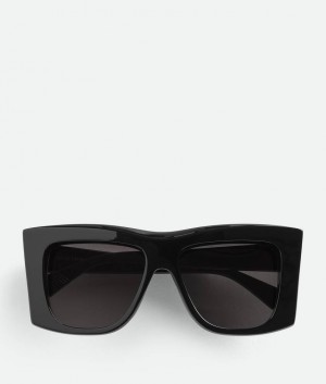 Bottega Veneta Visor Recycled Acetate Square Naisten Aurinkolasit Mustat Harmaat | SN-BTGV594788