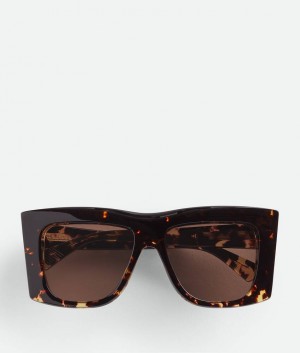 Bottega Veneta Visor Recycled Acetate Square Naisten Aurinkolasit Ruskea | SN-BTGV594789