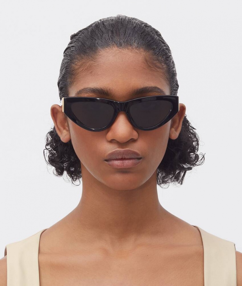 Bottega Veneta Angle Acetate Cat-eye Naisten Aurinkolasit Mustat Harmaat | SN-BTGV594759