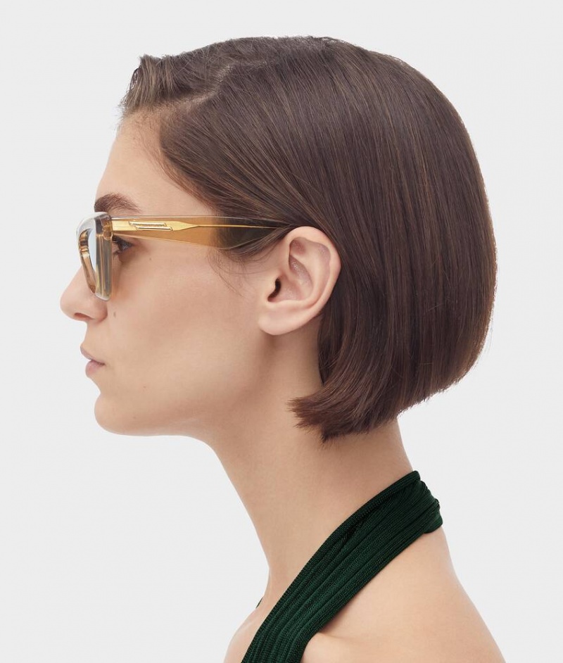 Bottega Veneta Angle Acetate Pointed Cat Eye Naisten Aurinkolasit Ruskea Kultaiset | SN-BTGV594749