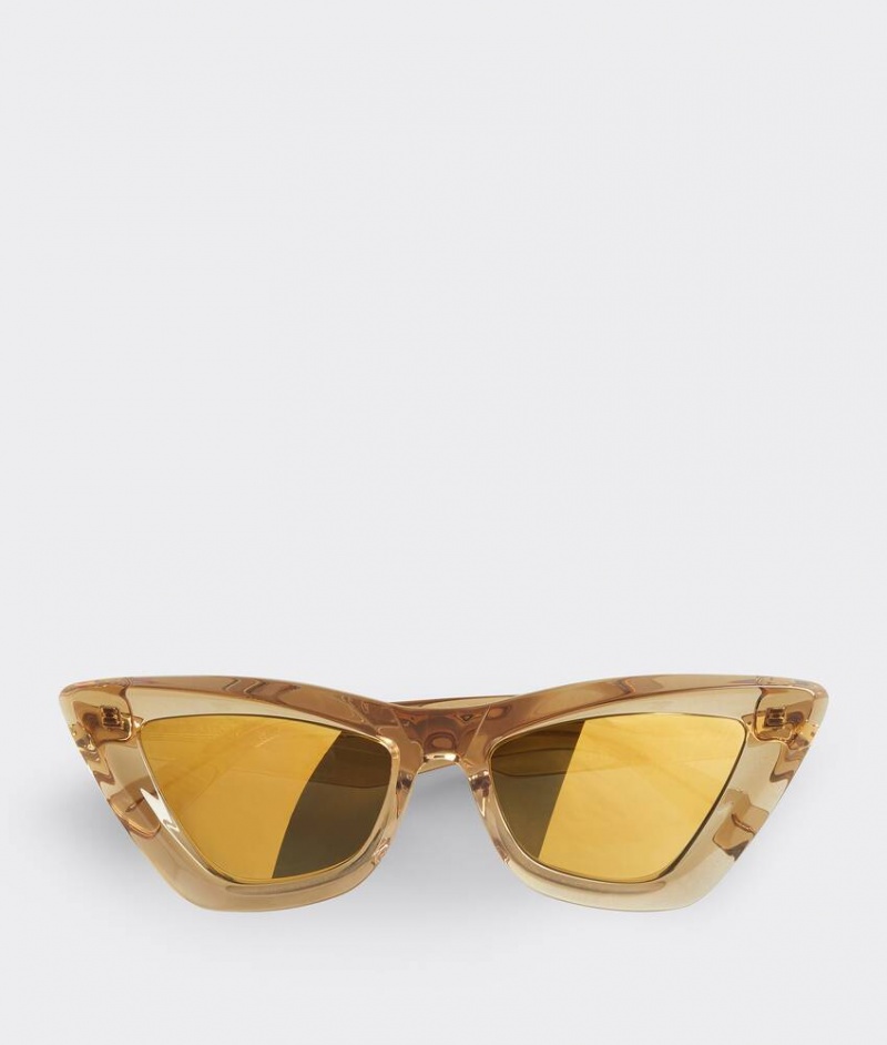 Bottega Veneta Angle Acetate Pointed Cat Eye Naisten Aurinkolasit Ruskea Kultaiset | SN-BTGV594749