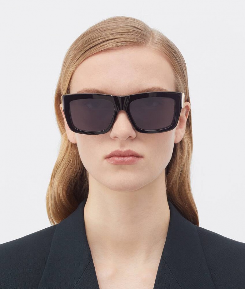 Bottega Veneta Angle Acetate Square Miesten Aurinkolasit Mustat Harmaat | SN-BTGV595773