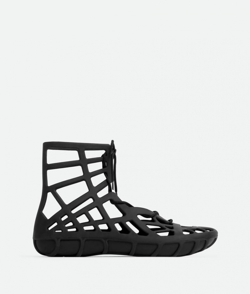 Bottega Veneta Atlas Miesten Lace Up Mustat | SN-BTGV595091