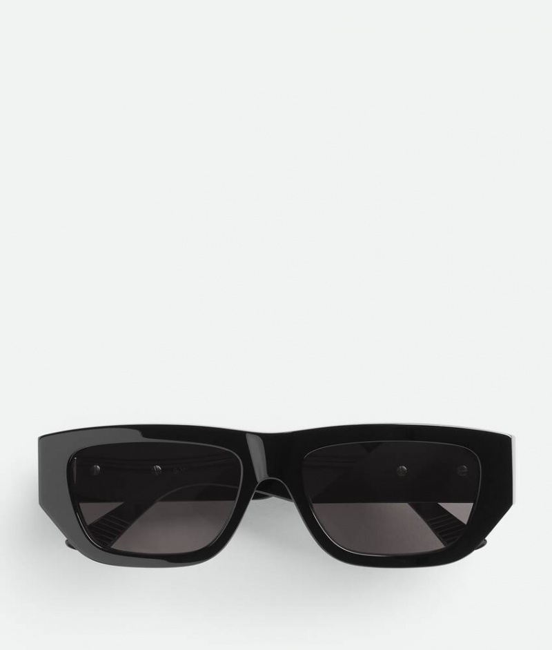 Bottega Veneta Bolt Recycled Acetate Rectangular Naisten Aurinkolasit Mustat Harmaat | SN-BTGV594762