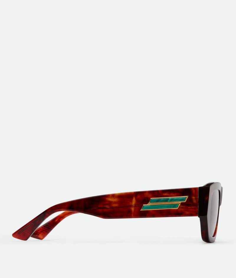 Bottega Veneta Bolt Recycled Acetate Rectangular Miesten Aurinkolasit Ruskea | SN-BTGV595808