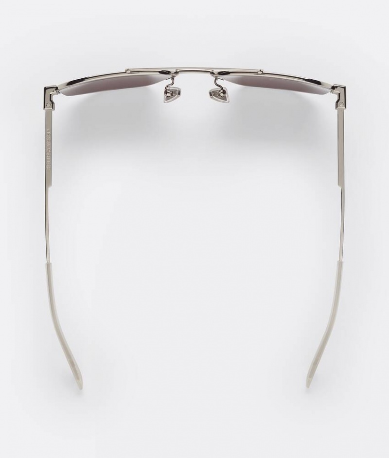 Bottega Veneta Bond Metal Half-rim Aviator Naisten Aurinkolasit Hopea | SN-BTGV594688