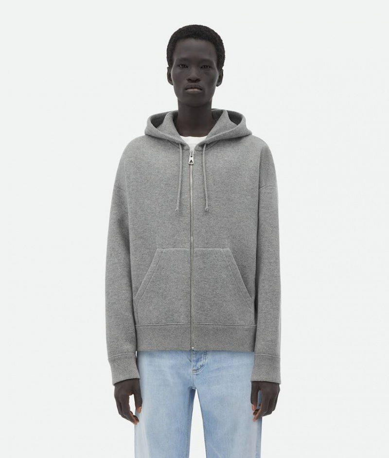 Bottega Veneta Cashmere Hoodie Miesten Neuleet Vaaleanharmaat | SN-BTGV595312