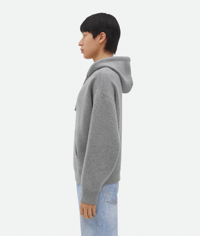 Bottega Veneta Cashmere Hoodie Miesten Neuleet Vaaleanharmaat | SN-BTGV595313