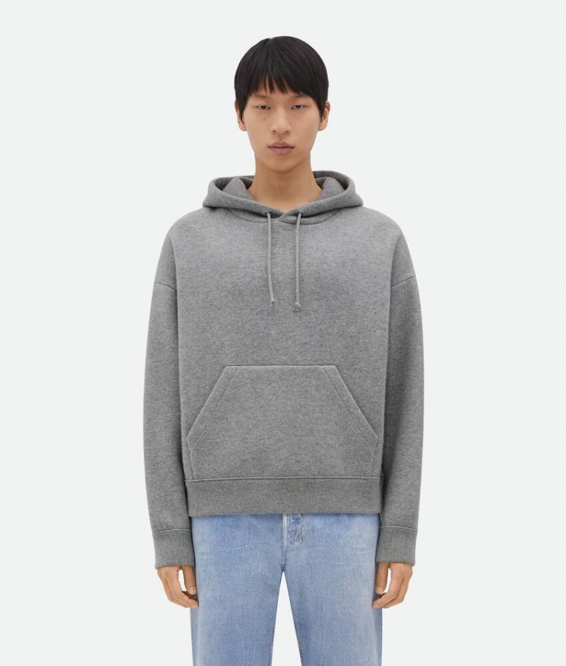 Bottega Veneta Cashmere Hoodie Miesten Neuleet Vaaleanharmaat | SN-BTGV595313