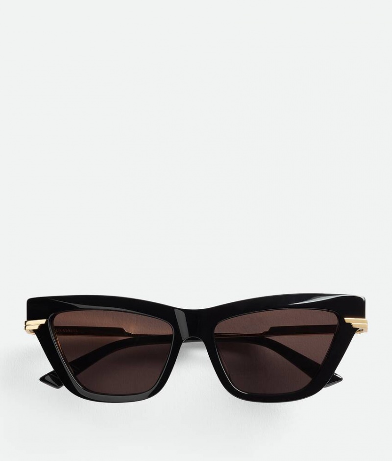 Bottega Veneta Classic Acetate Cat Eye Naisten Aurinkolasit Mustat Kultaiset Harmaat | SN-BTGV594784