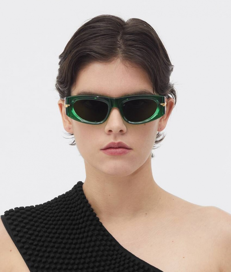 Bottega Veneta Classic Acetate Oval Miesten Aurinkolasit Vihreä | SN-BTGV595770