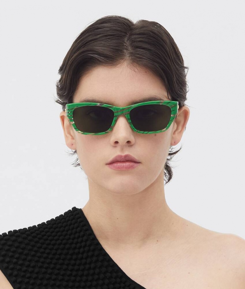 Bottega Veneta Classic Acetate Square Miesten Aurinkolasit Vihreä | SN-BTGV595780