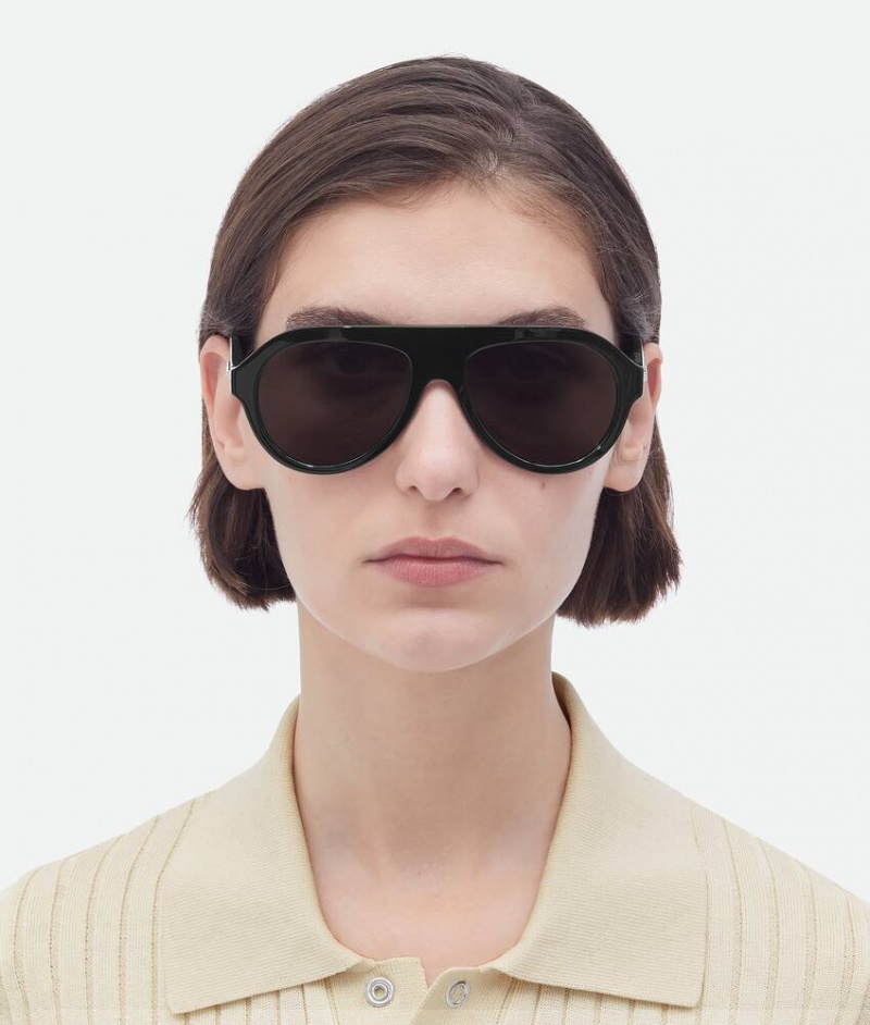 Bottega Veneta Classic Aviator Miesten Aurinkolasit Mustat Harmaat | SN-BTGV595793