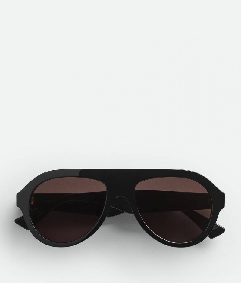 Bottega Veneta Classic Aviator Miesten Aurinkolasit Mustat Harmaat | SN-BTGV595793