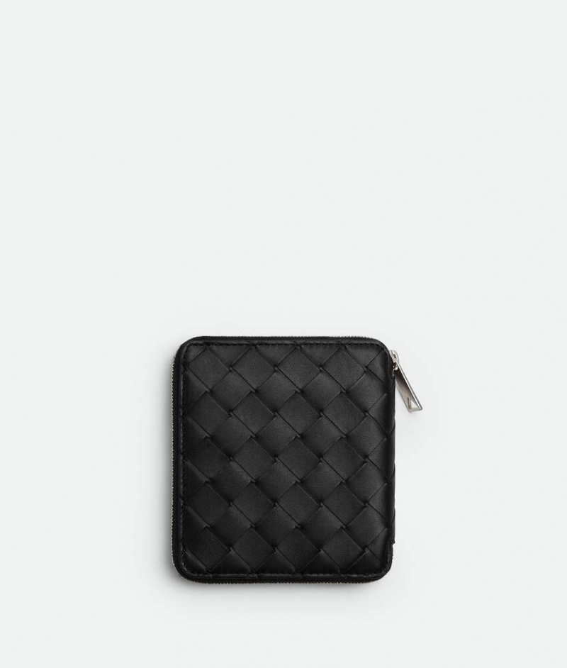 Bottega Veneta Compact Zip Around Miesten Pieni lompakko Mustat | SN-BTGV595425