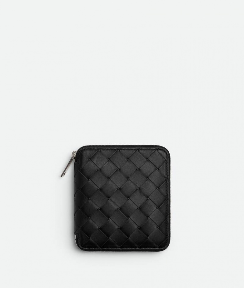 Bottega Veneta Compact Zip Around Miesten Pieni lompakko Mustat | SN-BTGV595425